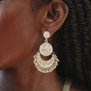 Lulus Beyond Boho Gold Engraved Statement Earrings